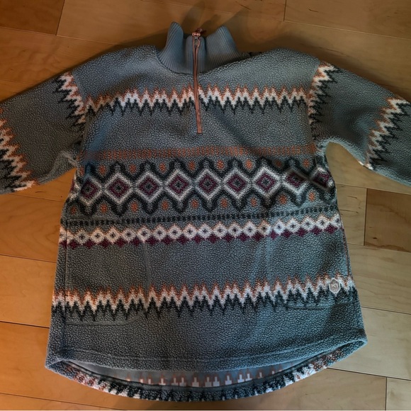 Kari Traa Sweaters - Fleece western Aztec pattern Half-Zip Sweater size XL